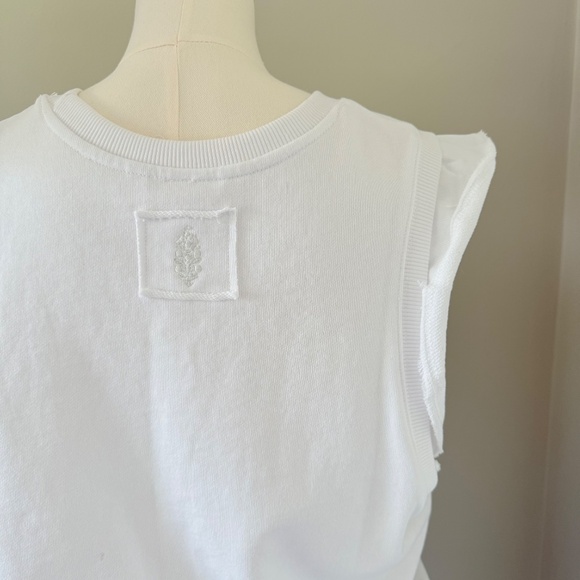 Free People Flutter Sleeve Fleece Tank in White, Sz M - Picture 7 of 8